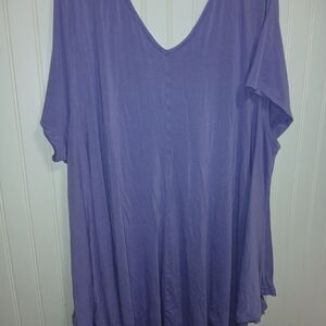 Roaman's Purple Flutter Sleeve Oversized Tunic Size 3X